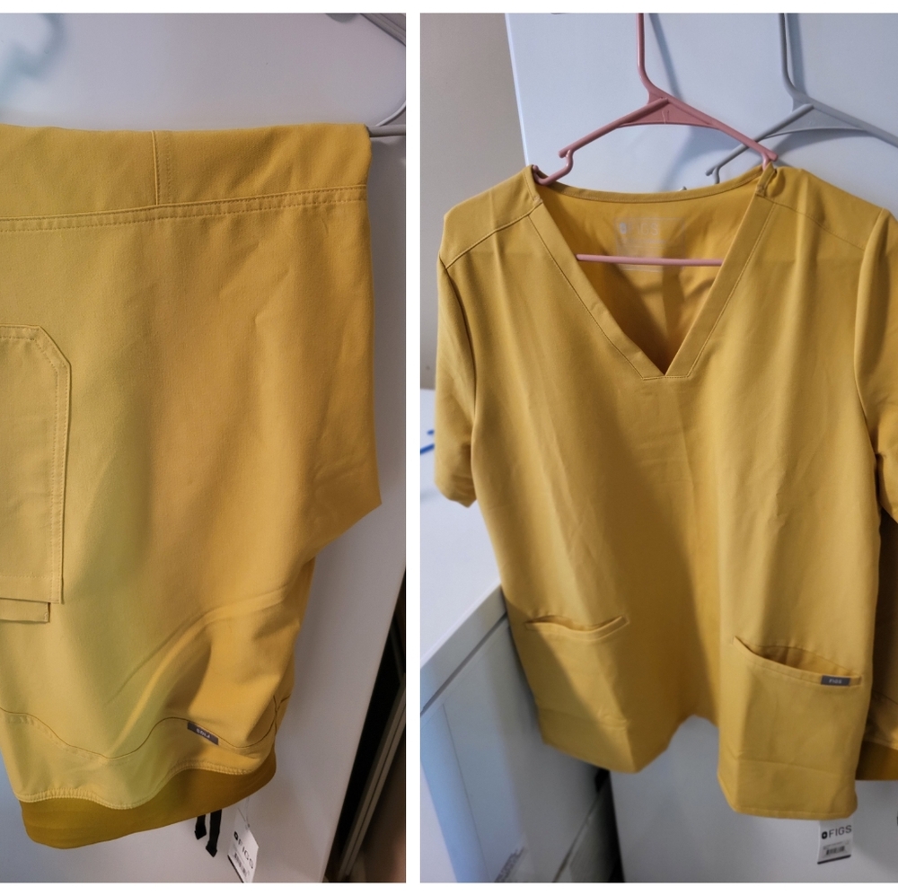Yellow V-Neck Scrub Top